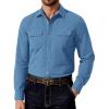 COOFANDY Mens Western Cowboy Shirt Long Sleeve Cotton Button Down Work Shirts with Pockets(Light Blue)