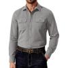 COOFANDY Mens Western Cowboy Shirt Long Sleeve Cotton Button Down Work Shirts with Pockets(Light Grey)