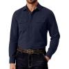 COOFANDY Mens Western Cowboy Shirt Long Sleeve Cotton Button Down Work Shirts with Pockets(Navy Blue)