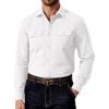 COOFANDY Mens Western Cowboy Shirt Long Sleeve Cotton Button Down Work Shirts with Pockets(White)