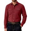 COOFANDY Mens Western Cowboy Shirt Long Sleeve Cotton Button Down Work Shirts with Pockets(Wine Red)
