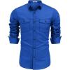 COOFANDY Mens Western Cowboy Shirts Cotton Long Sleeve Shirts with Two Pockets Embroidered(Royal Blue)