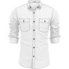 COOFANDY Mens Western Cowboy Shirts Cotton Long Sleeve Shirts with Two Pockets Embroidered(White)