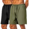 COOFANDY Men’s Workout Gym Shorts Mesh Athletic Shorts Lightweight Quick Dry Training Short Pants with Pockets(Black/Army Green)