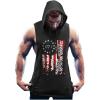 COOFANDY Men’s Workout Hooded Tank Tops Bodybuilding Muscle Cut Off T Shirt Sleeveless Gym Hoodies(1flag-black)