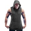 COOFANDY Men’s Workout Hooded Tank Tops Bodybuilding Muscle Cut Off T Shirt Sleeveless Gym Hoodies(Dark Grey)