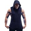 COOFANDY Men’s Workout Hooded Tank Tops Bodybuilding Muscle Cut Off T Shirt Sleeveless Gym Hoodies(Navy Blue)