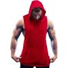 COOFANDY Men’s Workout Hooded Tank Tops Bodybuilding Muscle Cut Off T Shirt Sleeveless Gym Hoodies(Red)