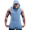 COOFANDY Men’s Workout Hooded Tank Tops Bodybuilding Muscle Cut Off T Shirt Sleeveless Gym Hoodies(Sky Blue)