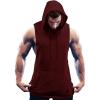 COOFANDY Men’s Workout Hooded Tank Tops Bodybuilding Muscle Cut Off T Shirt Sleeveless Gym Hoodies(Wine Red)