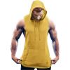 COOFANDY Men’s Workout Hooded Tank Tops Bodybuilding Muscle Cut Off T Shirt Sleeveless Gym Hoodies(Yellow)