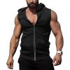 COOFANDY Men’s Workout Hooded Tank Tops Zip Up Sleeveless Hoodie Bodybuilding Fitness Gym Muscle Cut Off T Shirt(Black)