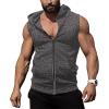 COOFANDY Men’s Workout Hooded Tank Tops Zip Up Sleeveless Hoodie Bodybuilding Fitness Gym Muscle Cut Off T Shirt(Dark Charcoal Grey)