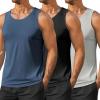 COOFANDY Men’s Workout Tank Top 3 Pack Quck Dry Sleeveless Gym Muscle Shirts Summer Swim Beach Tops(Black/Dark Blue/Light Gray)