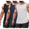 COOFANDY Men’s Workout Tank Top 3 Pack Quck Dry Sleeveless Gym Muscle Shirts Summer Swim Beach Tops(Black/Navy Blue/Grey)