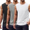COOFANDY Men’s Workout Tank Top 3 Pack Quck Dry Sleeveless Gym Muscle Shirts Summer Swim Beach Tops(Black/White/Light Grey)