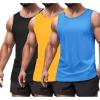 COOFANDY Men’s Workout Tank Top 3 Pack Quck Dry Sleeveless Gym Muscle Shirts Summer Swim Beach Tops(Black/Yellow/Blue)