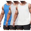 COOFANDY Men’s Workout Tank Top 3 Pack Quck Dry Sleeveless Gym Muscle Shirts Summer Swim Beach Tops(White/Grey/Blue)