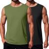 COOFANDY Men’s Workout Tank Tops 1/2 Pack Dry Fit Sleeveless Muscle Gym Shirts Stretch Bodybuilding Tee(Black+army Green)