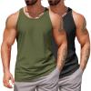COOFANDY Men’s Workout Tank Tops 2 Pack Y Back Sleeveless Shirts Gym Muscle T Shirt Bodybuidling Athletic Stringer Tee(Black/Army Green)