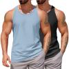 COOFANDY Men’s Workout Tank Tops 2 Pack Y Back Sleeveless Shirts Gym Muscle T Shirt Bodybuidling Athletic Stringer Tee(Black/Light Blue)