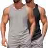 COOFANDY Men’s Workout Tank Tops 2 Pack Y Back Sleeveless Shirts Gym Muscle T Shirt Bodybuidling Athletic Stringer Tee(Black/Light Grey)