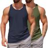 COOFANDY Men’s Workout Tank Tops 2 Pack Y Back Sleeveless Shirts Gym Muscle T Shirt Bodybuidling Athletic Stringer Tee(Navy Blue/Army Green)