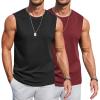 COOFANDY Mens Workout Tank Tops Cotton 3 Pack Soft Gym Muscle Shirt Sleeveless Classic T Shirts(Black/ Wine Red)