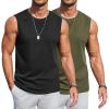 COOFANDY Mens Workout Tank Tops Cotton 3 Pack Soft Gym Muscle Shirt Sleeveless Classic T Shirts(Black/Army Green)