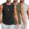 COOFANDY Mens Workout Tank Tops Cotton 3 Pack Soft Gym Muscle Shirt Sleeveless Classic T Shirts(Black/Light Grey/Army Green)