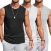 COOFANDY Mens Workout Tank Tops Cotton 3 Pack Soft Gym Muscle Shirt Sleeveless Classic T Shirts(Black/White/Light Grey)