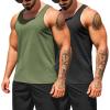 COOFANDY Men’s Workout Tank Tops Pack Dry Fit Sleeveless Running Shirts Gym Muscle Bodybuilding T Shirts(Black/Army Green)