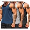 COOFANDY Men’s Workout Tank Tops Pack Dry Fit Sleeveless Running Shirts Gym Muscle Bodybuilding T Shirts(Black/Grey/Navy Blue)