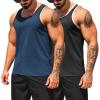 COOFANDY Men’s Workout Tank Tops Pack Dry Fit Sleeveless Running Shirts Gym Muscle Bodybuilding T Shirts(Black/Navy Blue)