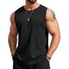COOFANDY Men’s Workout Tank Tops Sleeveless Gym Muscle Tee Shirts 2 Pack Casual Breathable Waffle Knit Tanks(Black(1 Pcs))