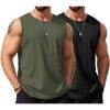 COOFANDY Men’s Workout Tank Tops Sleeveless Gym Muscle Tee Shirts 2 Pack Casual Breathable Waffle Knit Tanks(Black/Army Green)
