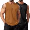COOFANDY Men’s Workout Tank Tops Sleeveless Gym Muscle Tee Shirts 2 Pack Casual Breathable Waffle Knit Tanks(Black/Brown)