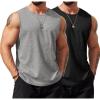 COOFANDY Men’s Workout Tank Tops Sleeveless Gym Muscle Tee Shirts 2 Pack Casual Breathable Waffle Knit Tanks(Black/Light Grey)