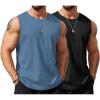 COOFANDY Men’s Workout Tank Tops Sleeveless Gym Muscle Tee Shirts 2 Pack Casual Breathable Waffle Knit Tanks(Black/Navy Blue)