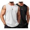COOFANDY Men’s Workout Tank Tops Sleeveless Gym Muscle Tee Shirts 2 Pack Casual Breathable Waffle Knit Tanks(Black/White)
