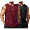 COOFANDY Men’s Workout Tank Tops Sleeveless Gym Muscle Tee Shirts 2 Pack Casual Breathable Waffle Knit Tanks(Black/Wine Red)
