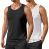 COOFANDY Men’s Workout Tank Tops UPF 50+ Sleeveless Gym Muscle Shirts Cooling Quick Dry Bodybuilding Tanks for Swim Beach(Black/White)