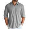 COOFANDY Men’s Wrinkle Free Shirt Casual Button Down Long Sleeve Dress Shirts(Texture Grey)