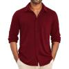 COOFANDY Men’s Wrinkle Free Shirts Casual Long Sleeve Button Down Dress Shirts(Wine Red)