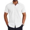 COOFANDY Mens Wrinkle Free Shirts Short Sleeve Lightweight Untucked Button Up Shirt White