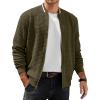 COOFANDY Mens Zip Up Sweater Jacket Waffle Sweatshirt Knit Bomber Lightweight Casual Jackets(Army Green)