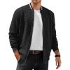 COOFANDY Mens Zip Up Sweater Jacket Waffle Sweatshirt Knit Bomber Lightweight Casual Jackets(Black)