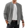 COOFANDY Mens Zip Up Sweater Jacket Waffle Sweatshirt Knit Bomber Lightweight Casual Jackets(Dark Grey)