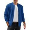 COOFANDY Mens Zip Up Sweater Jacket Waffle Sweatshirt Knit Bomber Lightweight Casual Jackets(Denim Blue)