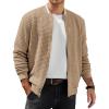 COOFANDY Mens Zip Up Sweater Jacket Waffle Sweatshirt Knit Bomber Lightweight Casual Jackets(Khaki)